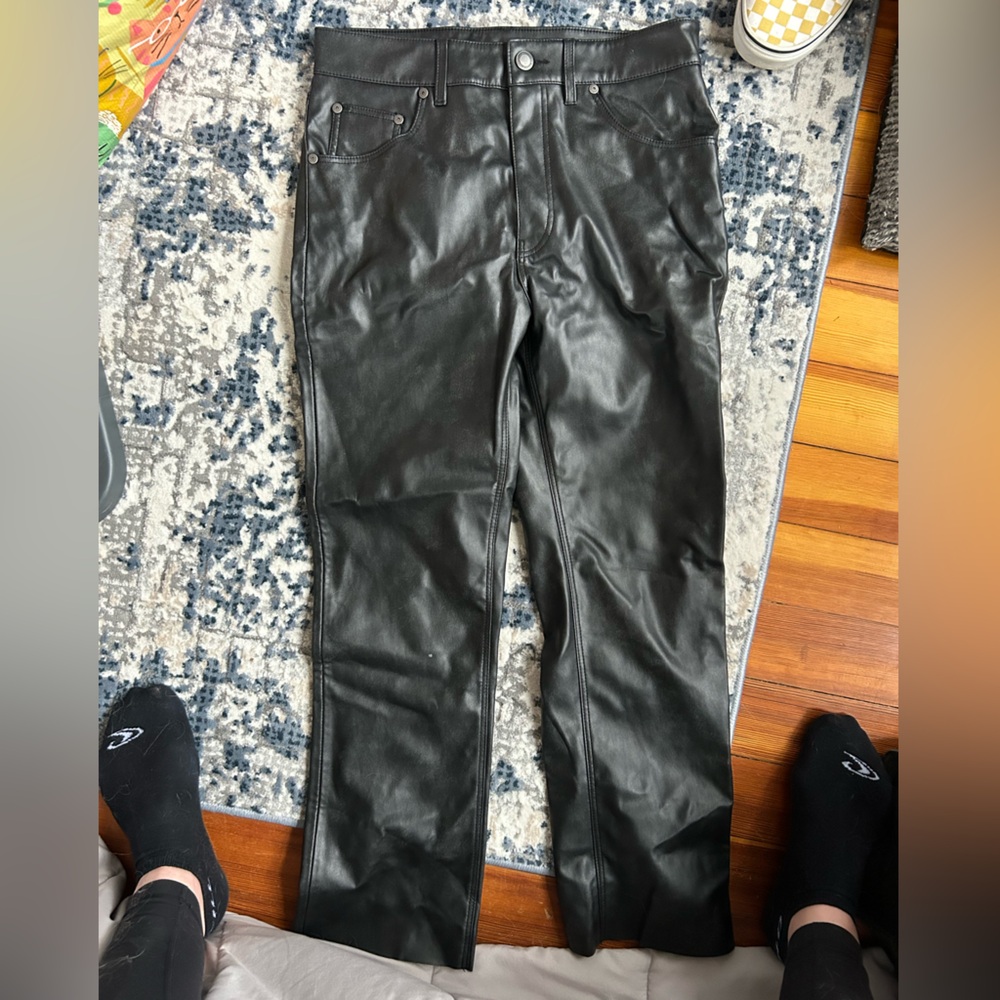 Zara Black Leather-Style Trousers